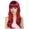 Longue Perruque Rouge Foncée Ondulée Avec Frange