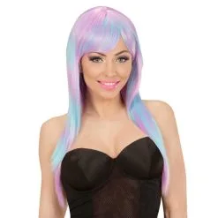 Longue Perruque Violette Et Bleue