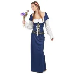Longue Robe Bleue De Bavaroise
