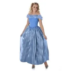 Longue Robe Bleue Unie De Princesse Pour Femme