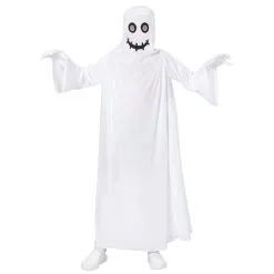 Longue Robe De Fantôme Blanc Avec Cagoule, Enfant