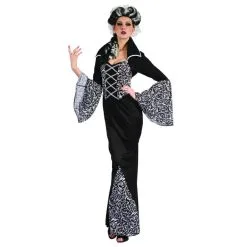 Longue Robe Noire Avec Motifs De Femme Vampire -Camouflage Soldes Boutique Longue robe noire avec motifs de femme vampire 24157