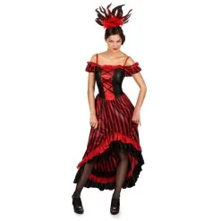 Longue Robe Noire Et Rouge De Danseuse De Cabaret