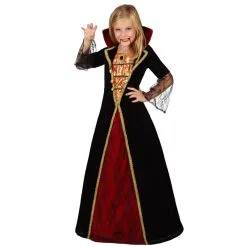 Longue Robe Noire Rouge Dorée De Fille Vampire