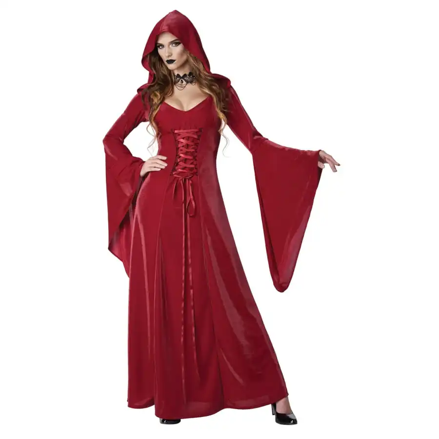 Longue Robe Rouge Médiévale Unie Pour Adulte 1 Longue Robe Rouge Médiévale Unie Pour Adulte