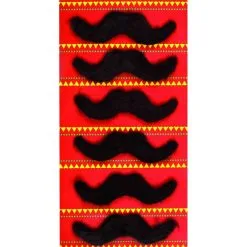 Lot 6 Moustaches Noires Adhésives De 9cm