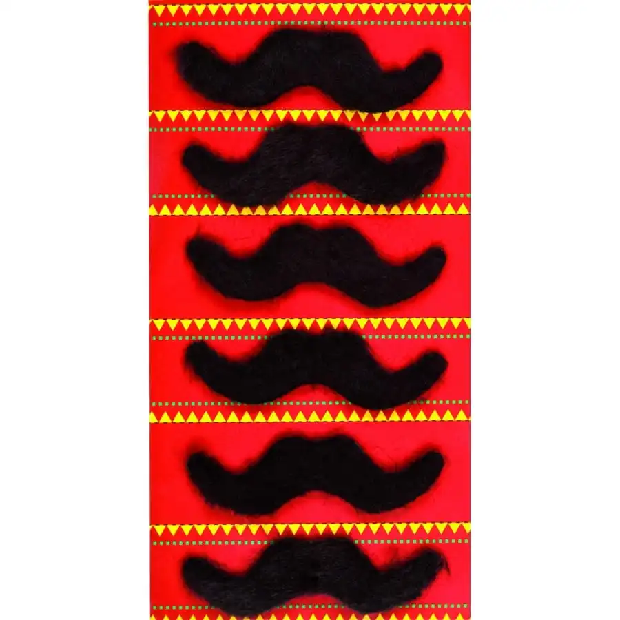 Lot 6 Moustaches Noires Adhésives De 9cm 1 Lot 6 Moustaches Noires Adhésives De 9cm