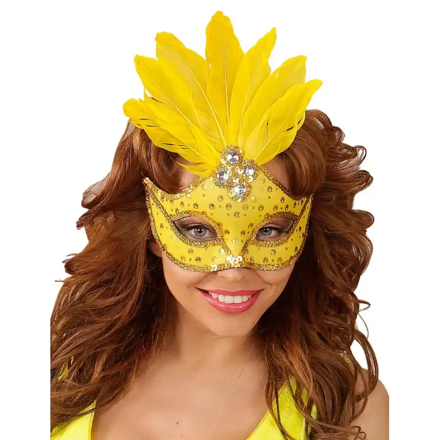 Loup Avec Grosses Paillettes Et Plumes Centrales 4 Loup Avec Grosses Paillettes Et Plumes Centrales – Image 4