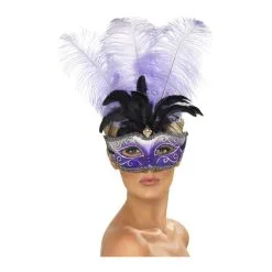 Loup Colombine Vénitien Violet à Plumes