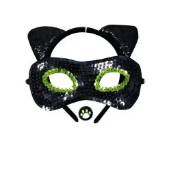 Masque, Bague Et Serre Tête De Chat Noir, Enfant