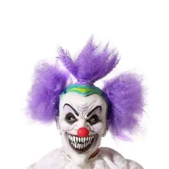 Masque De Clown Fou Avec Cheveux Violet, Adulte