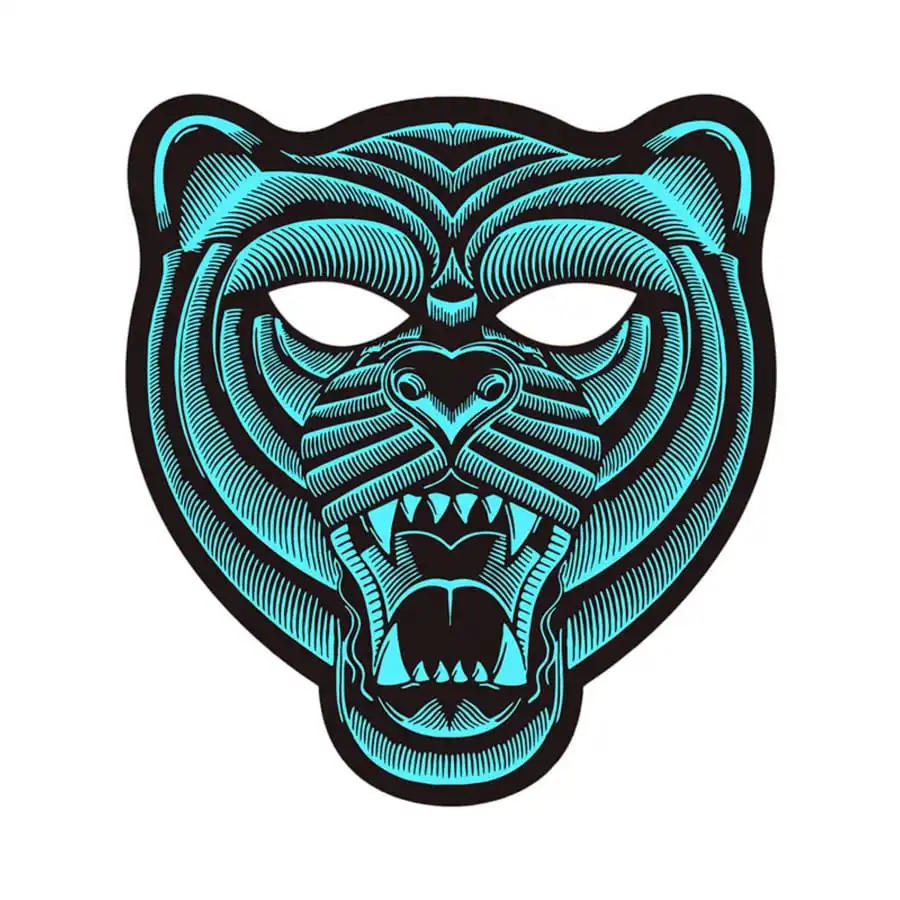 Masque De Tigre LED Réactif à La Musique, Adulte 1 Masque De Tigre LED Réactif à La Musique, Adulte