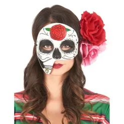 Masque Dia De Los Muertos Facial Asymétrique