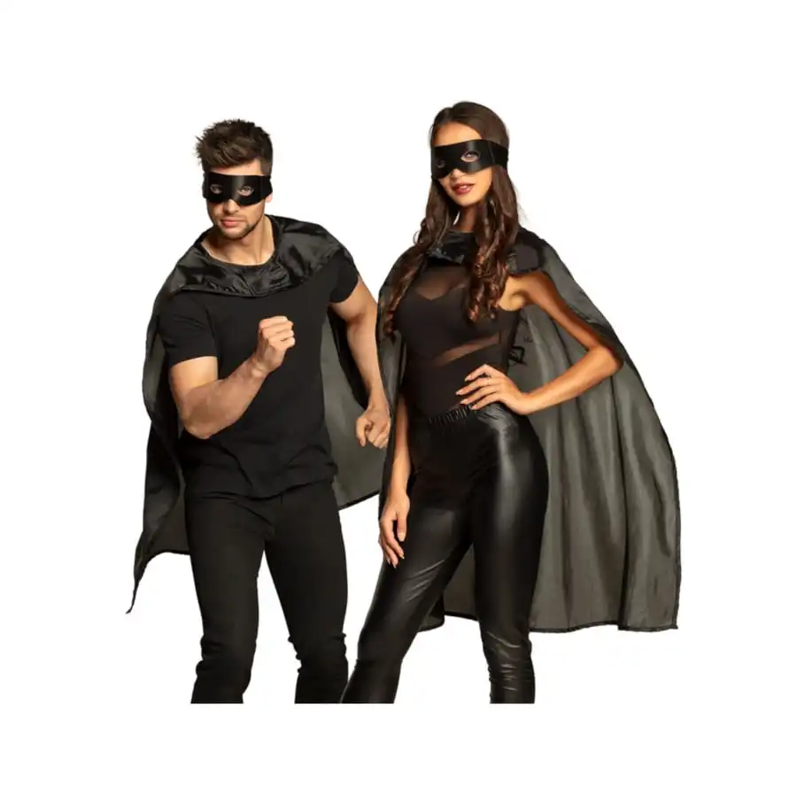 Masque Et Cape Noir De Super Héros Pour Adulte 2 Masque Et Cape Noir De Super Héros Pour Adulte – Image 2