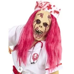 Masque Intégral De Médecin Zombie Cheveux Roses