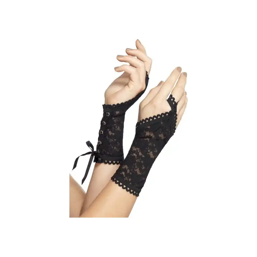 Mitaines Glovettes Noires Lacées 1 Mitaines Glovettes Noires Lacées