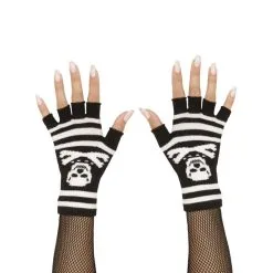 Mitaines Noires Et Blanches Imprimé Pirate