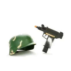 Mitraillette Et Casque Militaire En Plastique