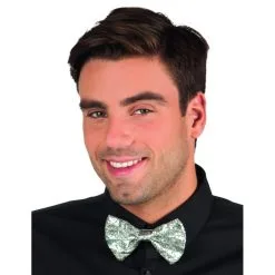 Noeud Papillon Argenté Pailleté Sur élastique -Camouflage Soldes Boutique Noeud papillon argente paillete sur elastique 32468