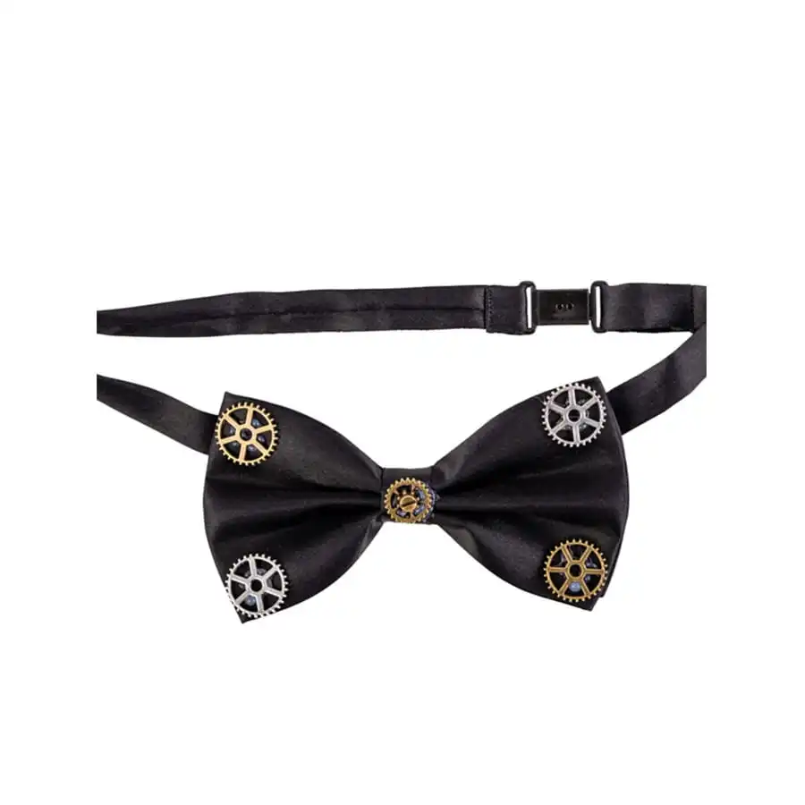 Noeud Papillon Steampunk Noir Avec Rouages, Adulte 2 Noeud Papillon Steampunk Noir Avec Rouages, Adulte – Image 2