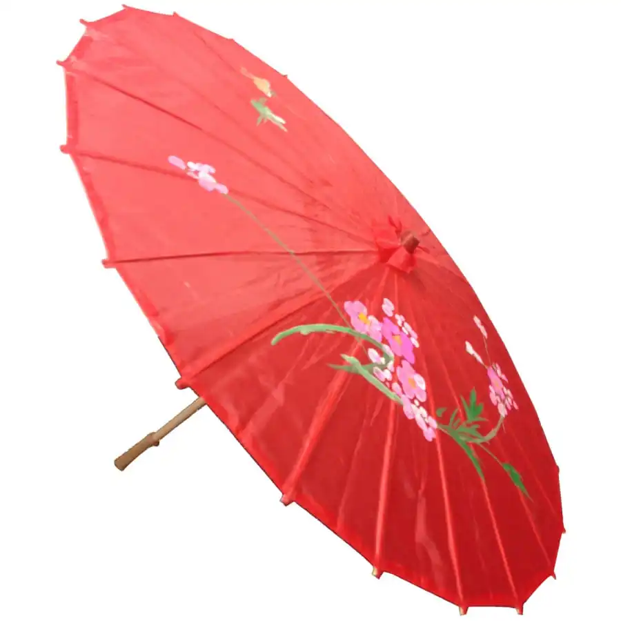Ombrelle Chinoise En Tissu Rouge 1 Ombrelle Chinoise En Tissu Rouge
