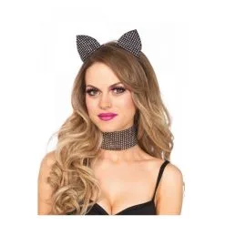 Oreilles De Chat Avec Tour De Cou Noirs En Strass