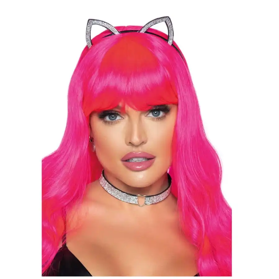 Oreilles Et Colier Chat En Strass Argentés 1 Oreilles Et Colier Chat En Strass Argentés