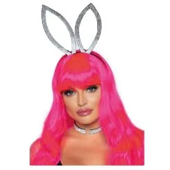 Oreilles Et Colier Lapin En Strass Argentés