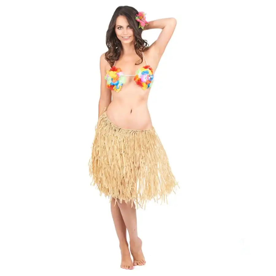 Pagne Hawaïen Mi-long Couleur Paille 2 Pagne Hawaïen Mi-long Couleur Paille – Image 2