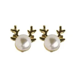 Paire De Boucles D'oreilles Perle Corne De Renne