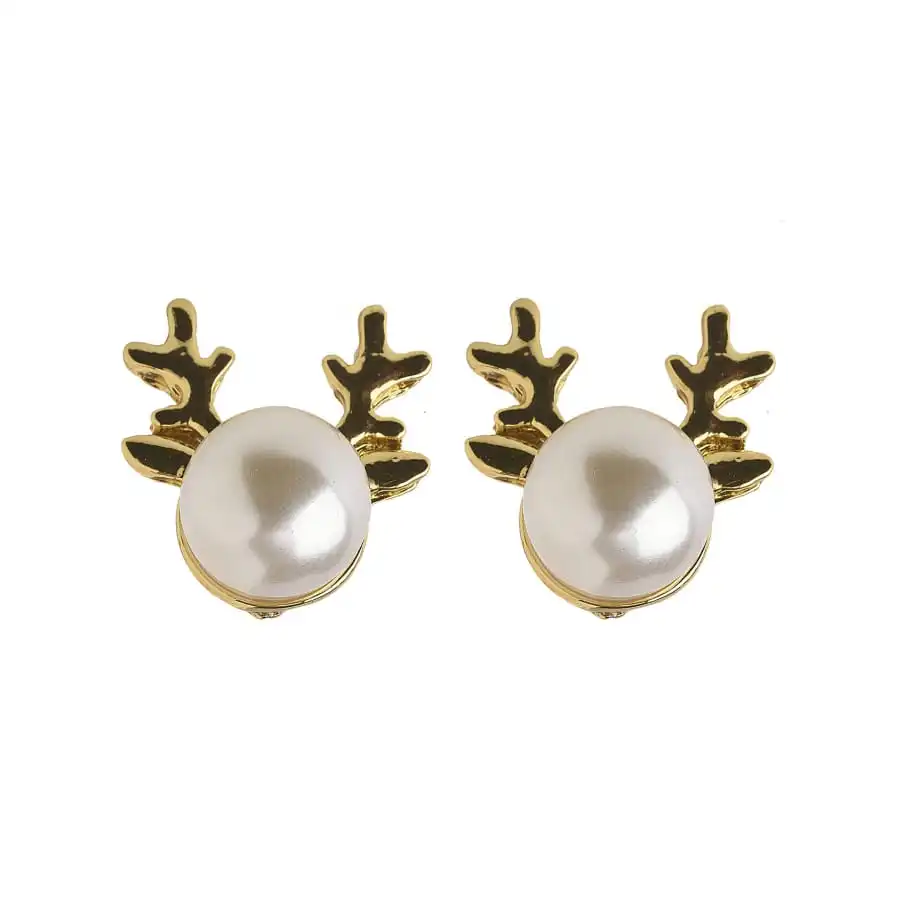 Paire De Boucles D'oreilles Perle Corne De Renne 1 Paire De Boucles D'oreilles Perle Corne De Renne