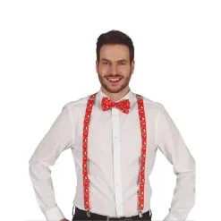 Paire De Bretelles Rouges Aux Motifs De Noël