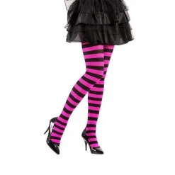 Paire De Collants Noir Et Rose Rayé