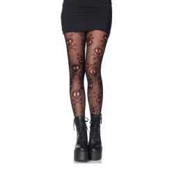 Paire De Collants Résilles Motifs Tête De Mort