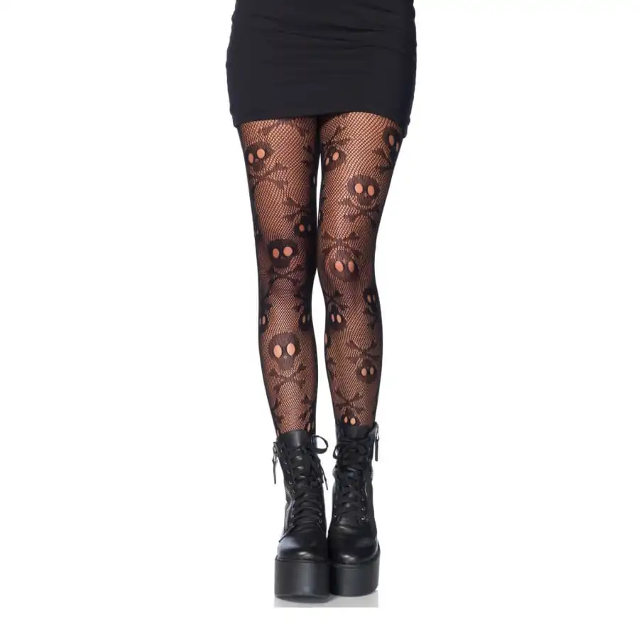 Paire De Collants Résilles Motifs Tête De Mort 1 Paire De Collants Résilles Motifs Tête De Mort