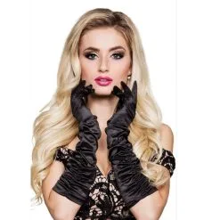 Costume De Sorcière Des Bois Pour Femme -Camouflage Soldes Boutique Paire de gants longs noirs satines 50cm