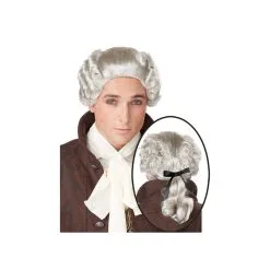 Perruque Baroque Grise Avec Noeud Pour Homme