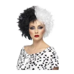 Perruque Bicolore Blanc Noir De Femme Cruelle