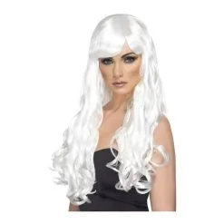 Costume Du Chapelier Fou Pour Femme, Luxe -Camouflage Soldes Boutique Perruque blanche longues boucles 2