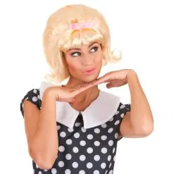 Robe Rétro Blanc Noir Et Rose Pour Femme, Luxe -Camouflage Soldes Boutique Perruque blonde de femme des annees 50