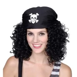 Perruque Bouclée Et Bandana De Pirate Pour Femme