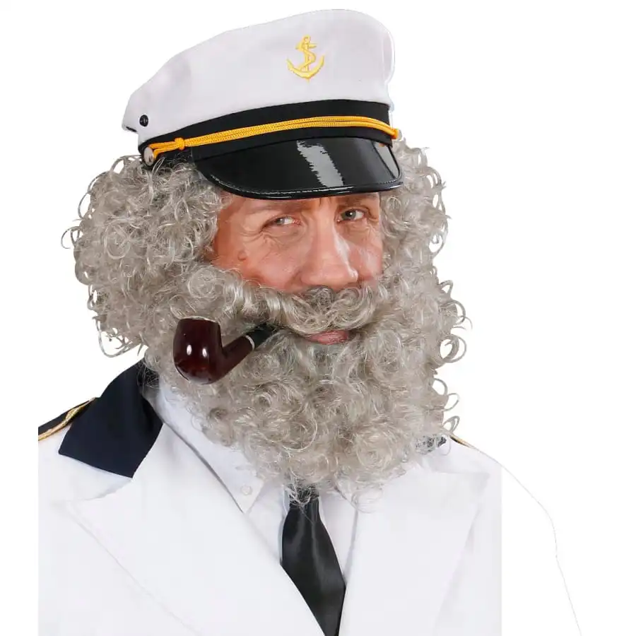 Perruque Bouclee Grise Avec Barbe 2 Perruque Bouclee Grise Avec Barbe – Image 2