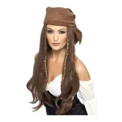 Perruque Brune Pirate Avec Bandana