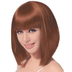 Perruque Carré Chatain Mi-long Avec Frange