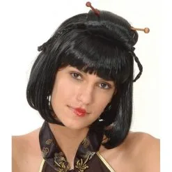 Perruque Carré Chinois Noir Avec Montage