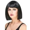 Perruque Carré Noire Mi Long à Frange