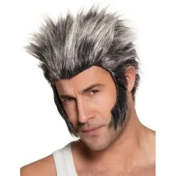 Perruque De Loup-garou Grise Avec Rouflaquettes