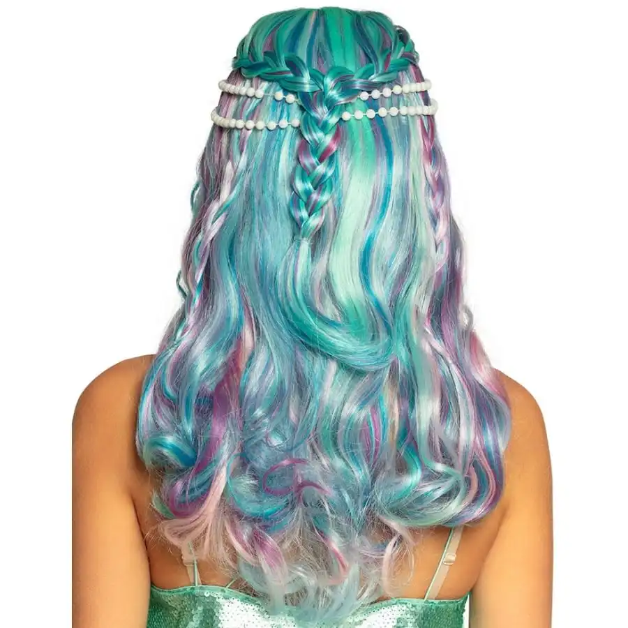 Perruque De Sirène Bleu Violet Pour Femme 2 Perruque De Sirène Bleu Violet Pour Femme – Image 2