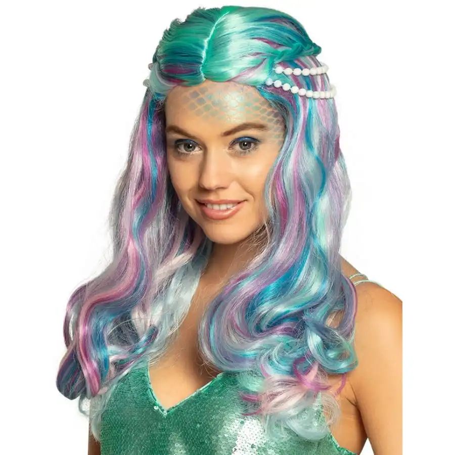 Perruque De Sirène Bleu Violet Pour Femme 1 Perruque De Sirène Bleu Violet Pour Femme
