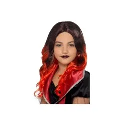 Perruque De Sorcière Noire Et Rouge Pour Enfant